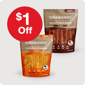 $1 Off Collachews Dog Treats  4 & 25 pk. bags