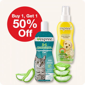 Buy 1 Get 1 50% Off Espree Grooming Cat Shampoos, Cologne or Wipes