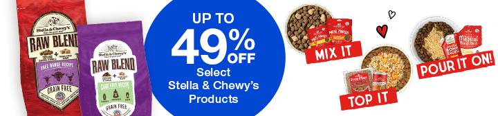 Stella & Chewy's dog food with a up to 49% off promo blue bubble