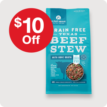 $10 Off A Pup Above Gently Cooked Frozen Dog Food  7 lb. bags