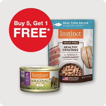 Buy 5, Get 1 FREE Instinct Cat Food  cans, pouches and split cups