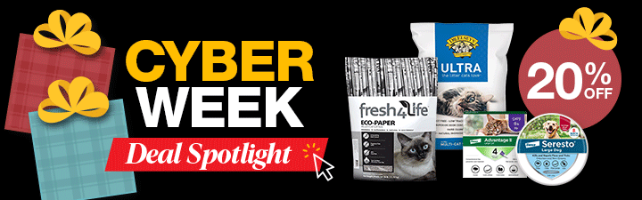 Cyber week! Deal spotlight 20% off picture of cat litter and flea and tick products