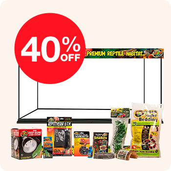 A large aquarium displaying a sign that reads "40% off" prominently in front of the tank