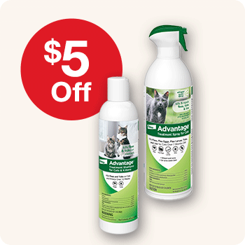 $5 Off Advantage Flea Shampoos & Sprays 8 oz