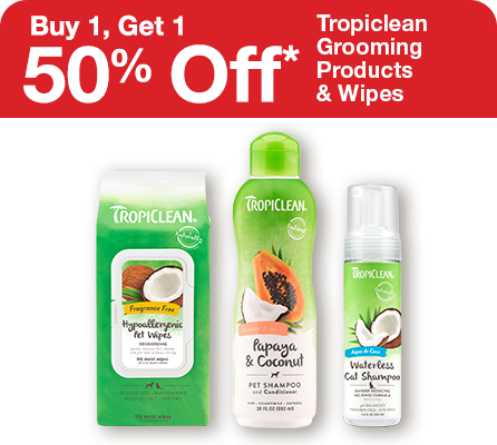 Buy 1, Get 1 50% Off Tropiclean Grooming Products & Wipes