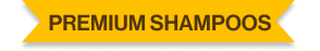 Badge with text "Premium Shampoos" Badge with text "Premium Shampoos"
