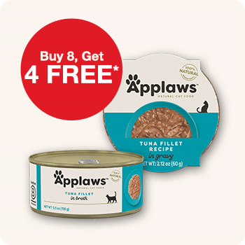 Get 4 FREE* Applaws cans, cups & pouches with the purchase of 8 Cat Food 
