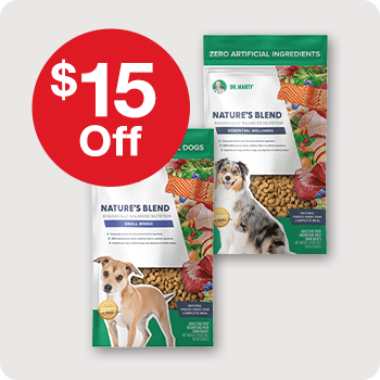 $15 Off Dr. Marty Nature's Blend Freeze-Dried Dog Food 80 oz. bags