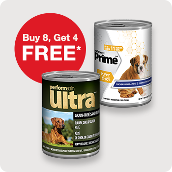 Buy 8, Get 4 FREE Performatrin Dog Food  cans & trays