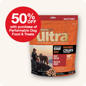 50% Off Performatrin Treat or Freeze-Dried bag with Purchase of  Performatrin Dog Food Dog Food & Treats 
