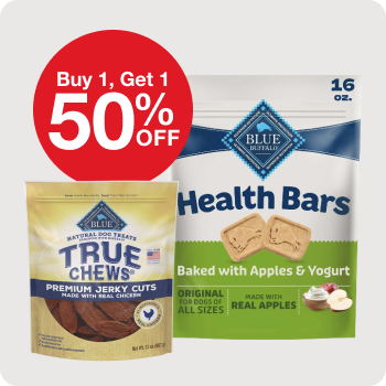 Buy 1, Get 1 50% Off True Chews, Dogswell, and Blue Buffalo Dog Treats