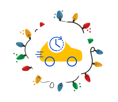 Car with timer yellow icon