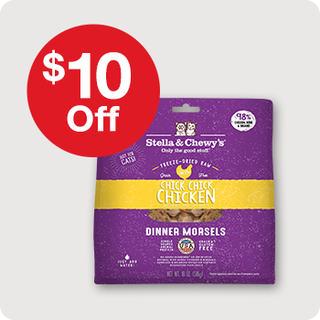 $10 Off Stella & Chewy's Freeze-Dried Raw Dinner Morsels Cat Food  18 oz. bags