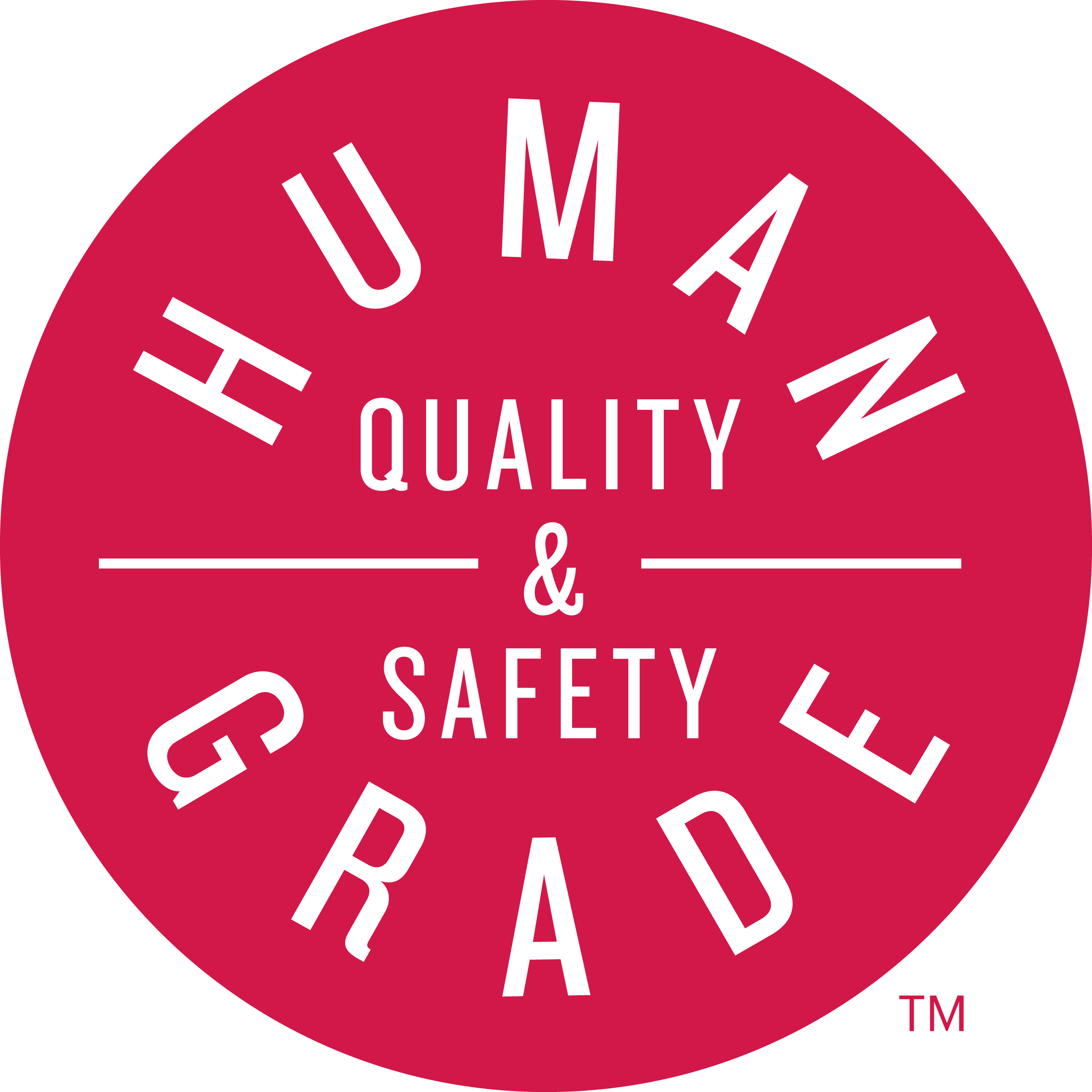 "Human Quality & Safety Grade" in a red circle