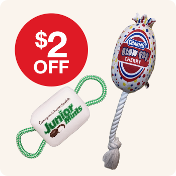 Two candy tootsie, Charms Blow Pop and a Junior Mints toy are on $2 Off sale