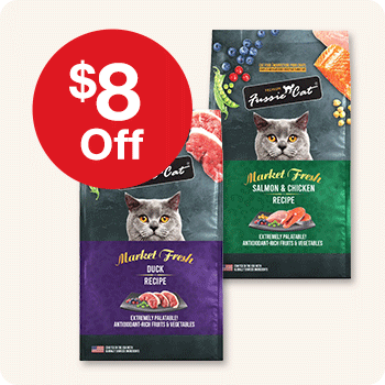 $8 Off Fussie Cat Cat Food 10 lb. bags