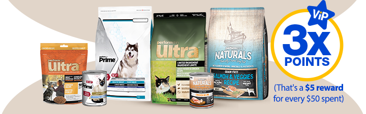 Performatrin dog and cat treats and food with 3x Points icon