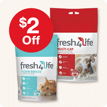$2 Off Fresh 4 Life Clumping Litter 22lb