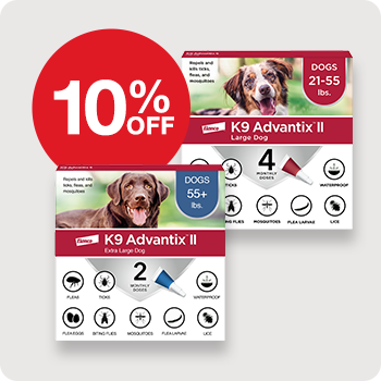 10% Off K9 Advantix II Flea & Tick Treatment for Dogs 2, 4 & 6 Pk.