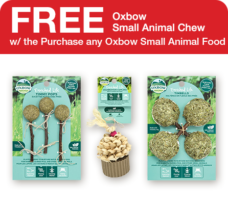 REE Oxbow Small Animal Chew with the Purchase any Oxbow Small Animal Food 