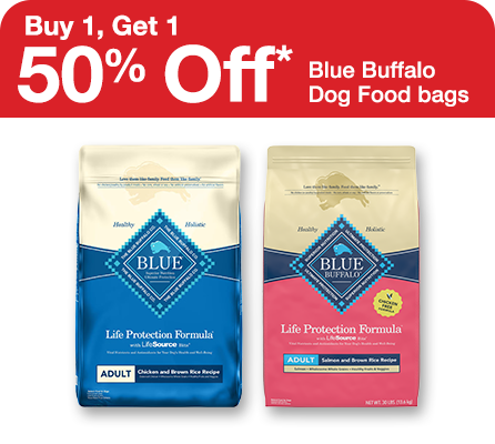 Buy 1, Get 1 50% Off Blue Buffalo Dog Food  bags