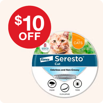 Elanco Seresto Cat 8 Month Protection flea and tick collar with "$10 OFF" offer