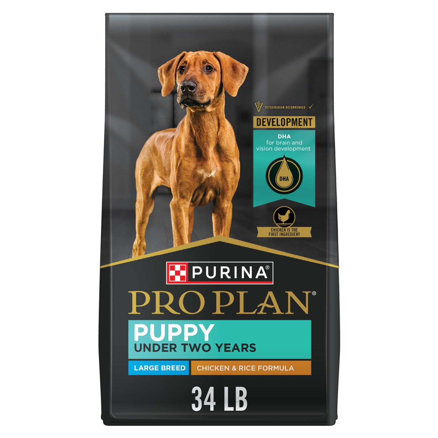 Purina Pro Plan Large Breed Puppy Dry Dog Food, Chicken And Rice Formula, 34Lb