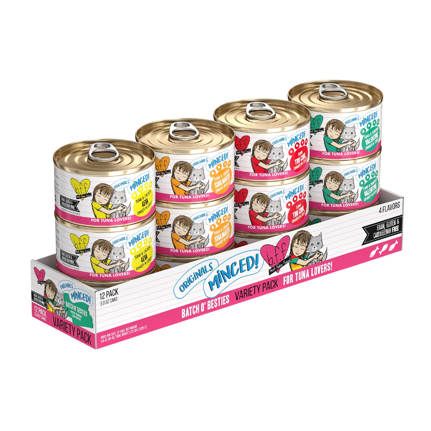 Weruva Bff Minced Batch O' Besties Wet Cat Food, Variety Pack, 3-Oz Can Pack Of 12