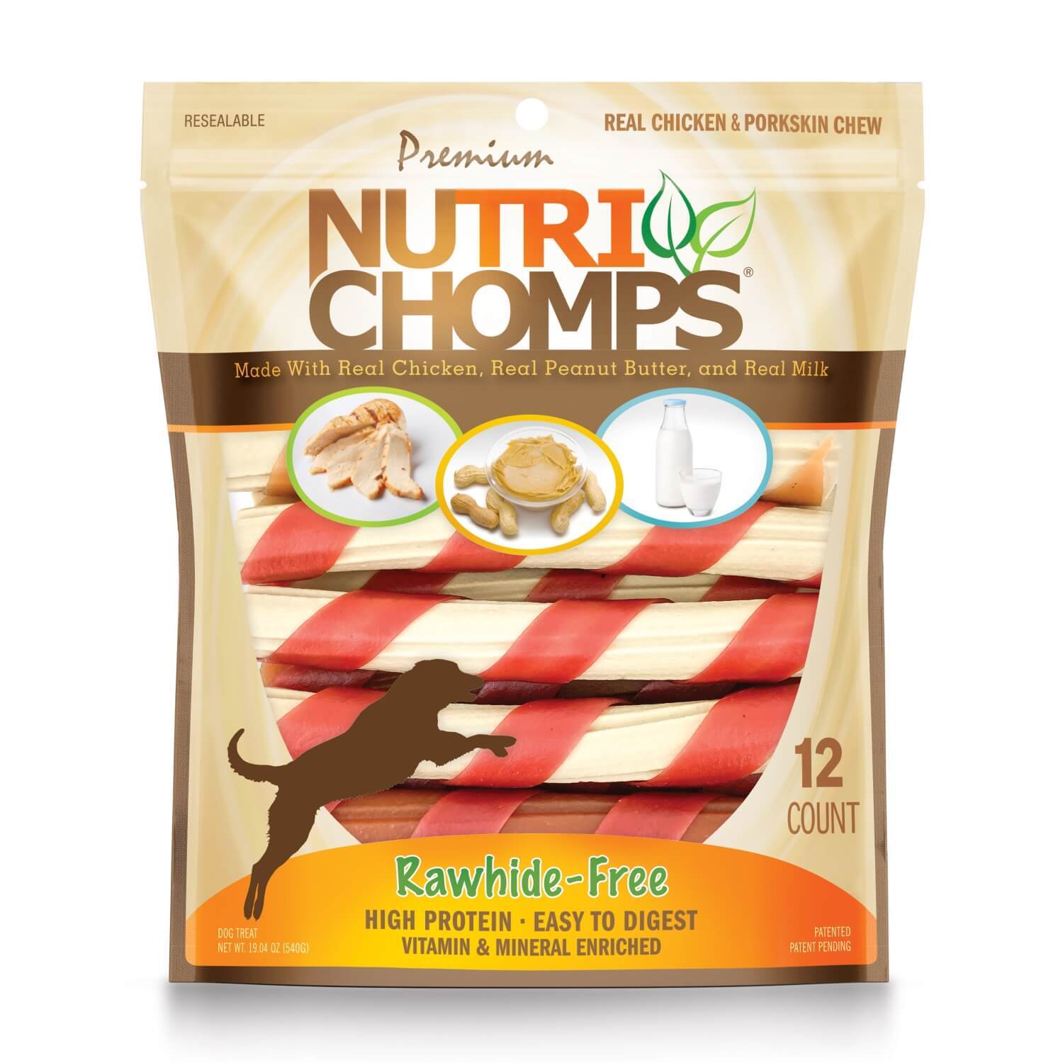 Nutri Chomps Rawhide Free Wrapped Twists Dog Treats, 6, Assorted Flavors