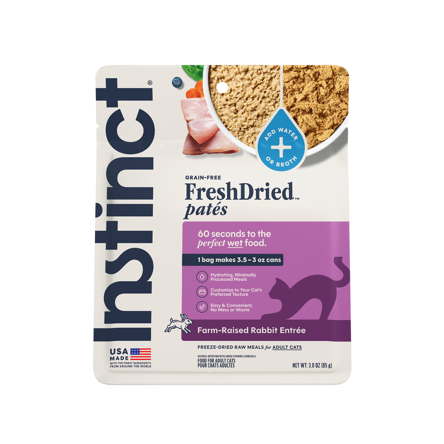 Instinct Freshdried Pates Grain-Free Freeze-Dried Raw Adult Cat Food, Farm-Raised Rabbit Entrée, 13-Oz Bag