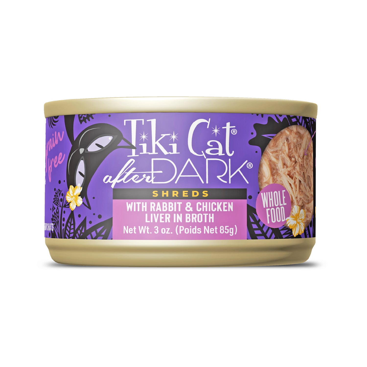 Tiki Cat After Dark Shreds Whole Foods Wet Cat Food, Rabbit & Chicken Liver, 3 Oz. Can