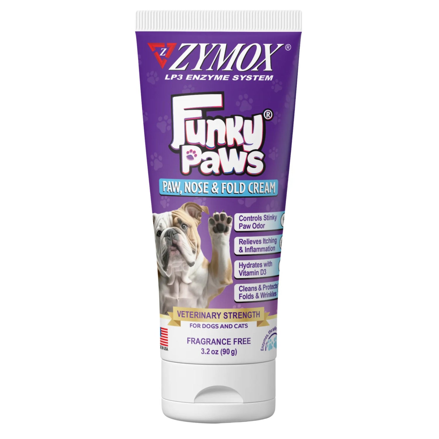 Zymox Funky Paws Dog & Cat Paw, Nose, & Fold Cream, 3.2-Oz