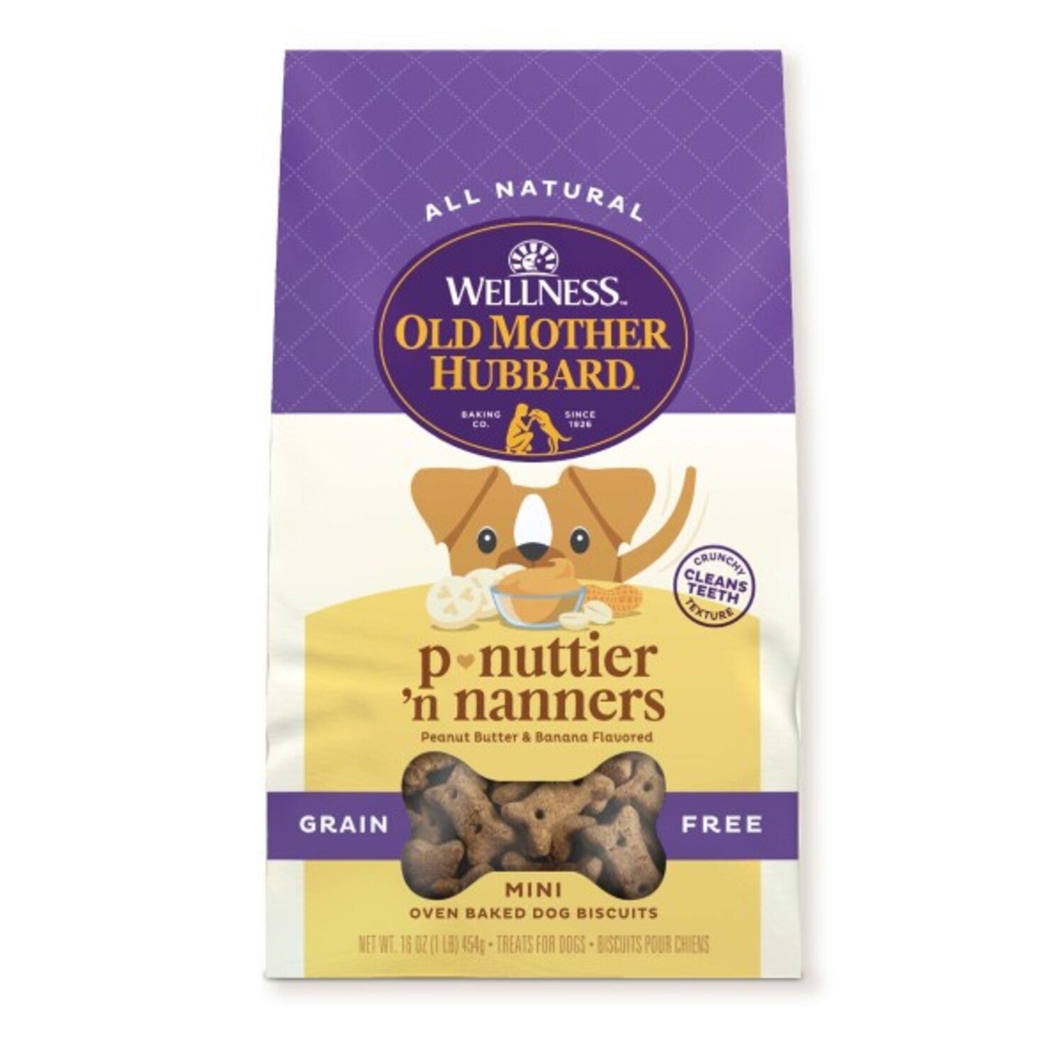 Old Mother Hubbard P-Nuttier 'N Nanners Grain-Free Mini Oven-Baked Biscuits Dog Treats, 16Ozs