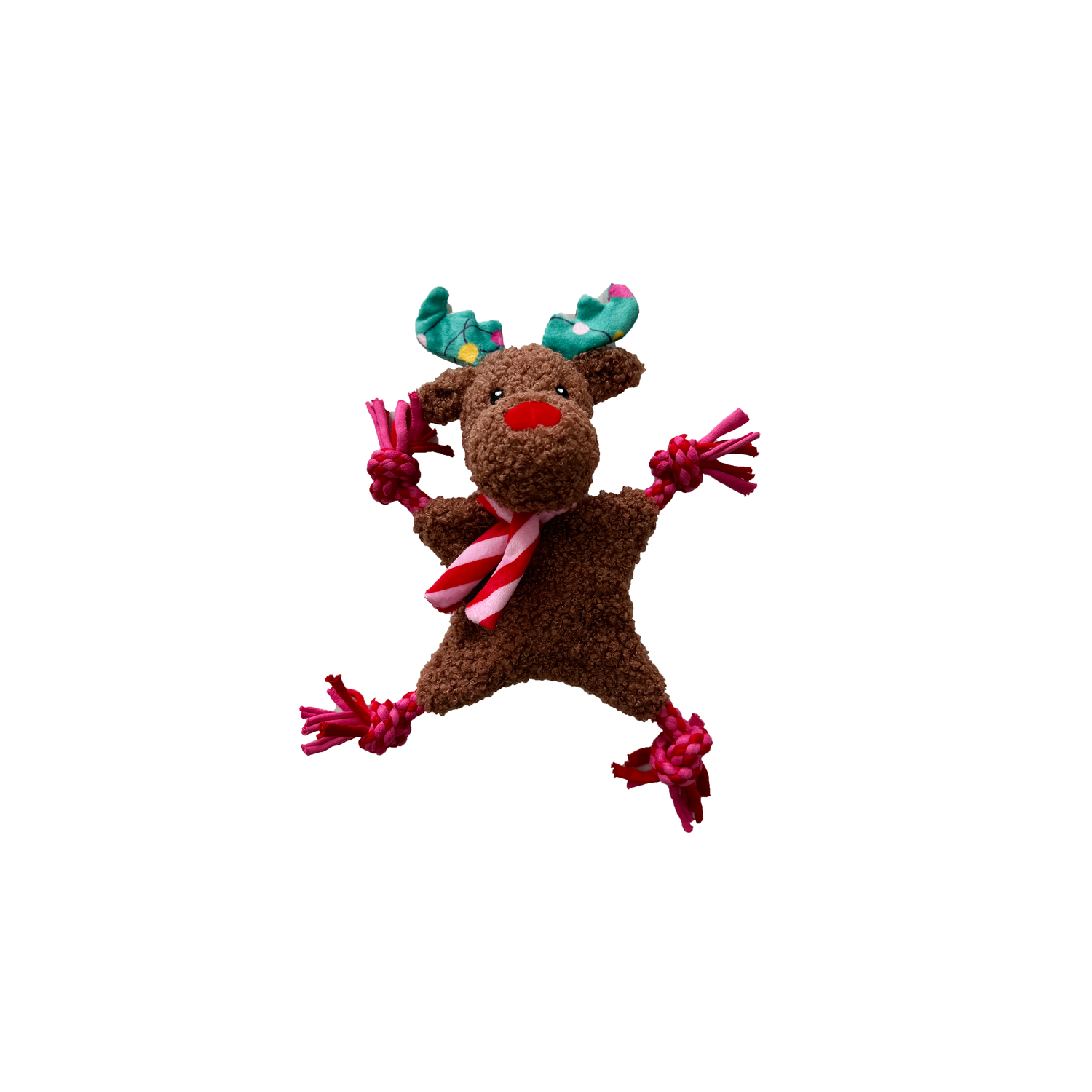 Aristopet Holiday Reindeer Crinkle & Rope Flatty Plush Dog Toy