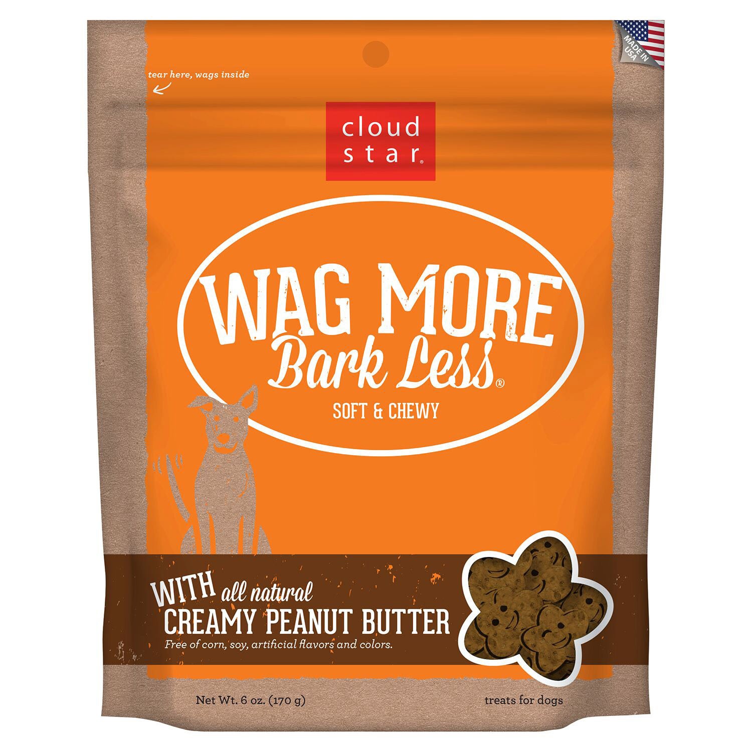 Wag More Bark Less Cloud Star Soft & Chewy With Creamy Peanut Butter Dog Treat