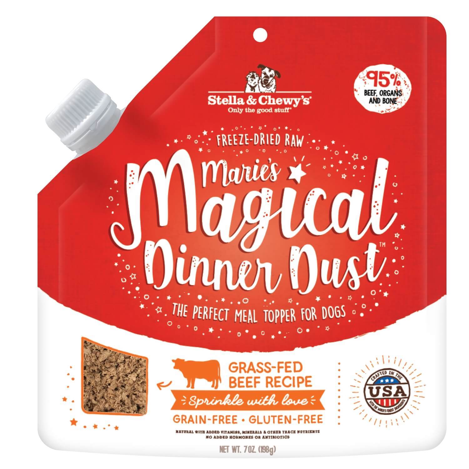 Stella & Chewy's Marie's Magical Dinner Dust Dog Food Topper, Grass-Fed Beef Recipe