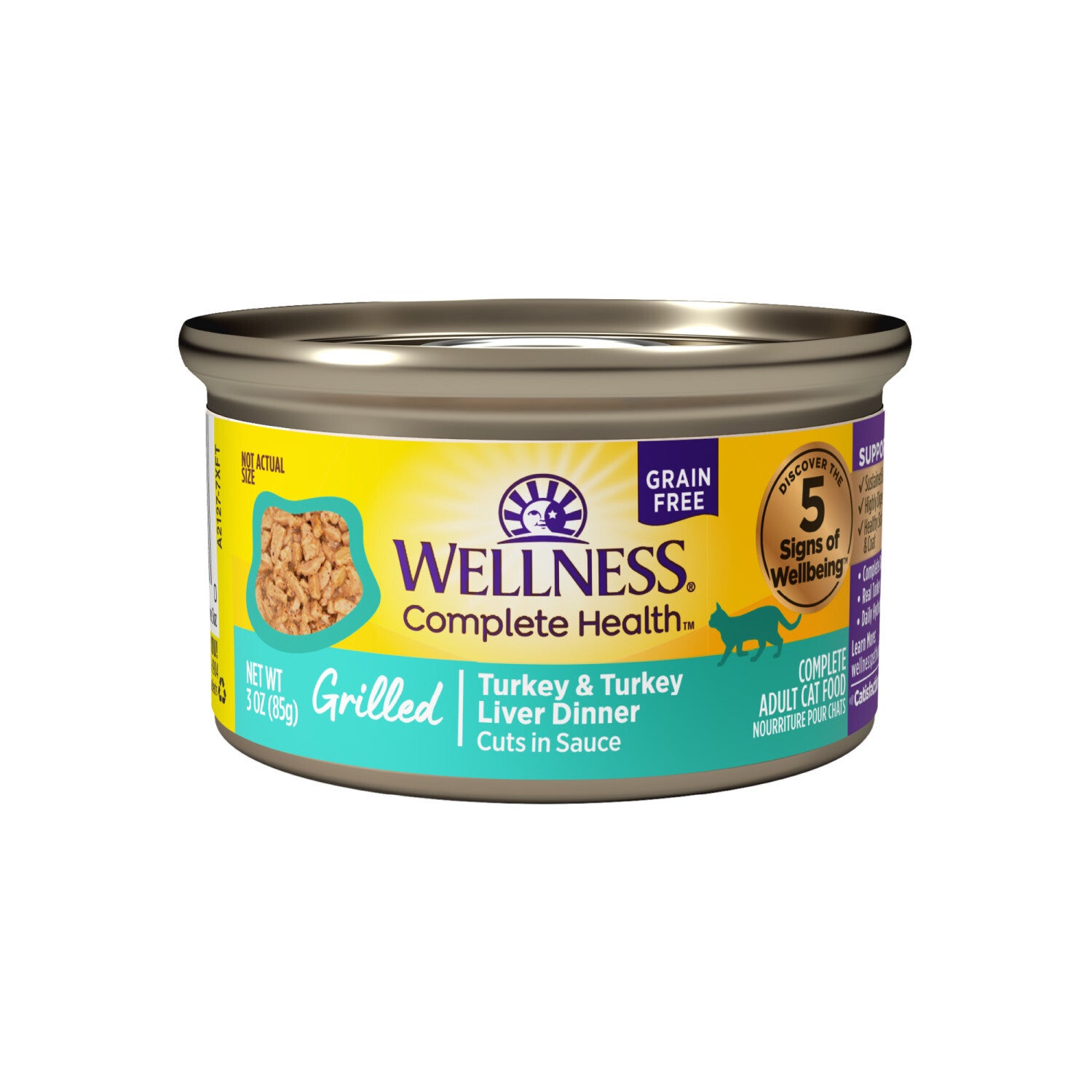 Wellness Complete Health Grilled, Adult Wet Cat Food, Natural, Protein-Rich, Grain-Free Turkey And Turkey Liver Dinner Recipe, 3 Ounce