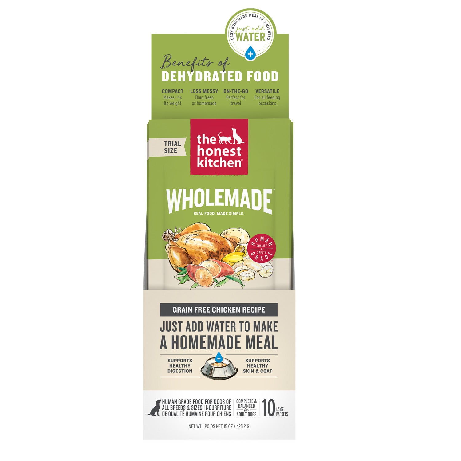 The Honest Kitchen Wholemade Grain-Free Chicken Recipe Dehydrated Dog Food, 1.5-Oz