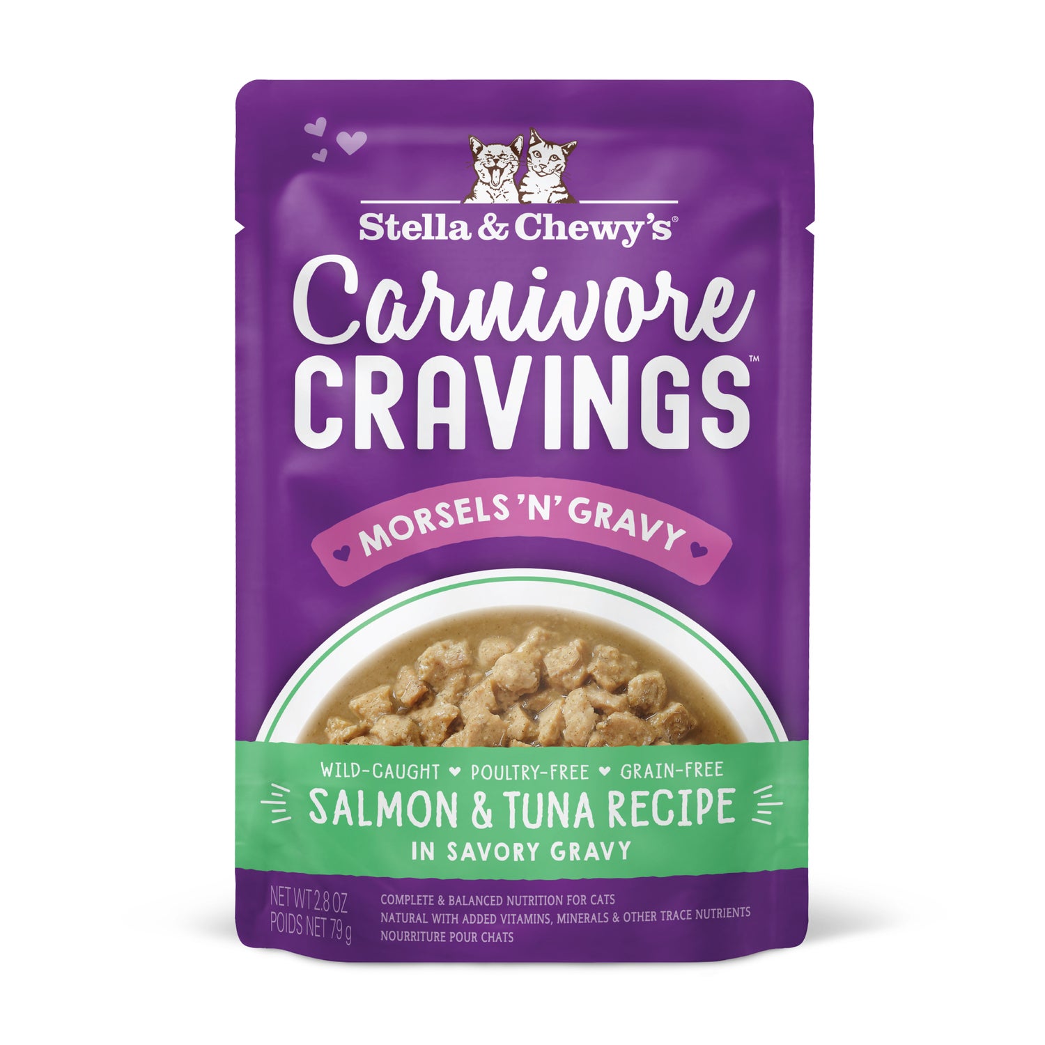 Stella & Chewy's Carnivore Cravings Morsels'n'gravy Wet Cat Food - Salmon & Tuna Recipe, 2.8-Oz Pouch