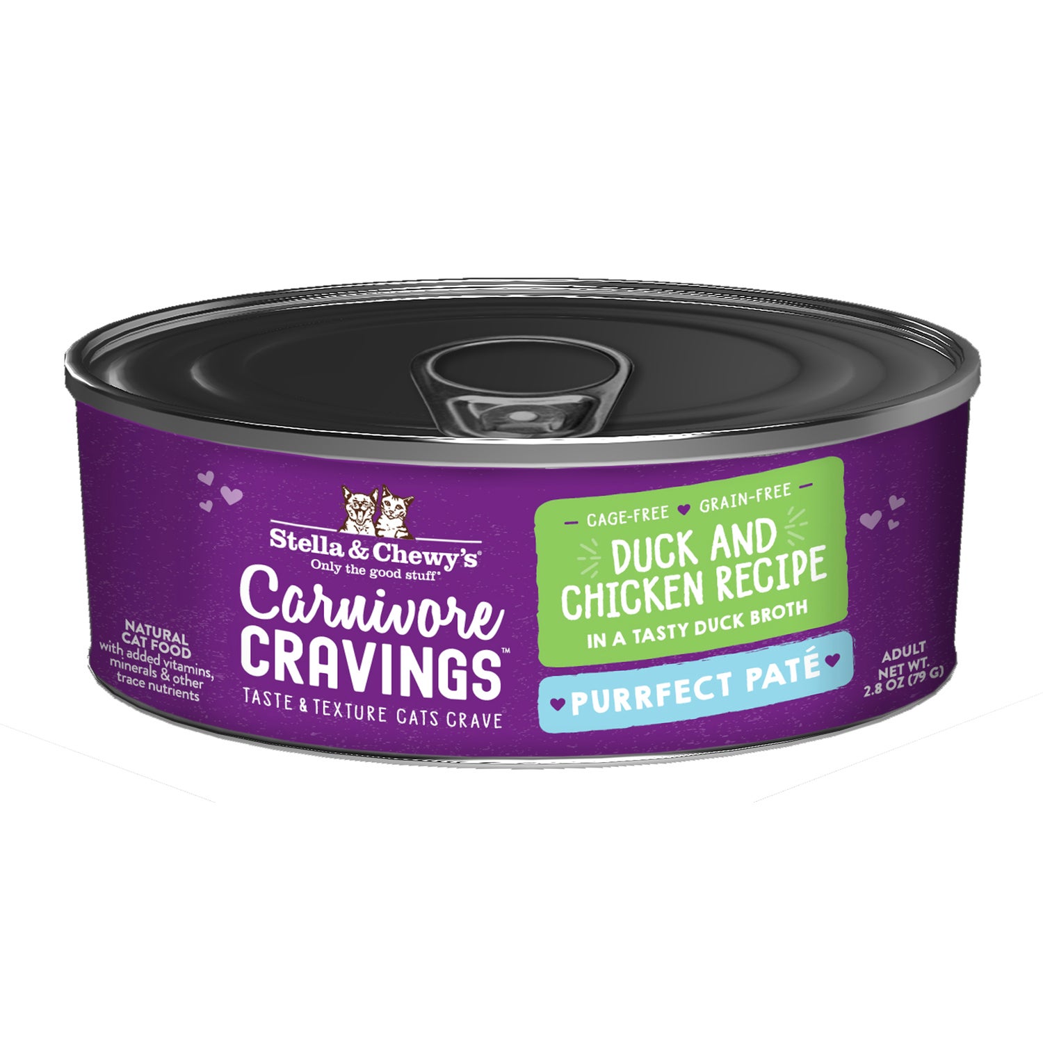 Stella & Chewy's Carnivore Cravings Purrfect Pate Wet Cat Food, Duck & Chicken Pate Recipe In Broth, 2.8-Oz Can