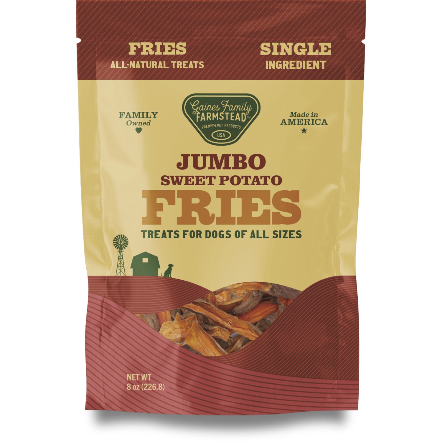 Gaines Family Farmstead Jumbo Sweet Potato Fries Dog Treats, 8-Oz