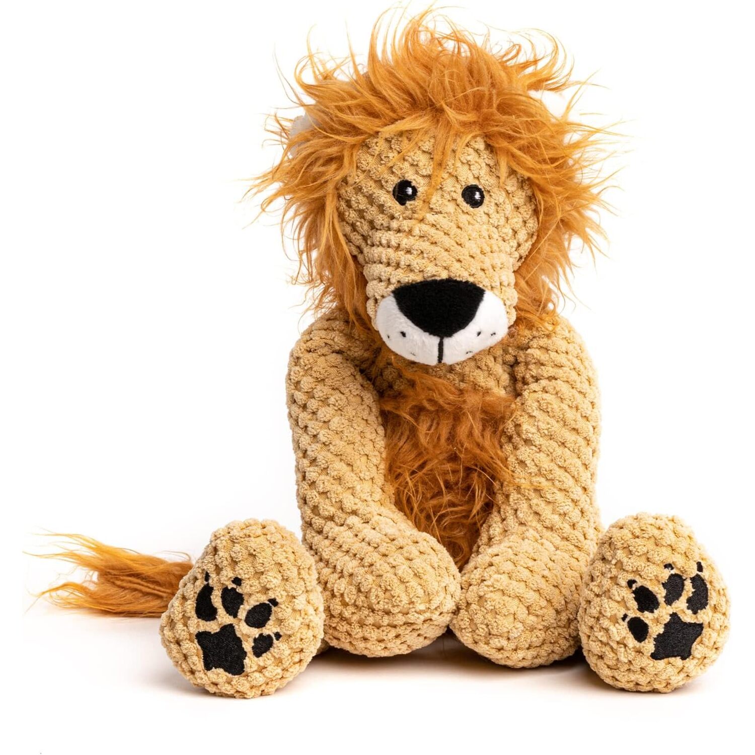 Fabdog Floppy Lion Plush Squeaky Dog Toy, 14.5