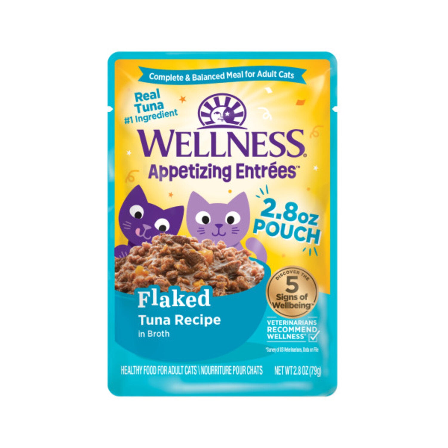 Wellness Appetizing Entrees Flaked Adult Wet Cat Food, Natural, Protein-Rich, Grain-Free Tuna Recipe, 1.4-Oz