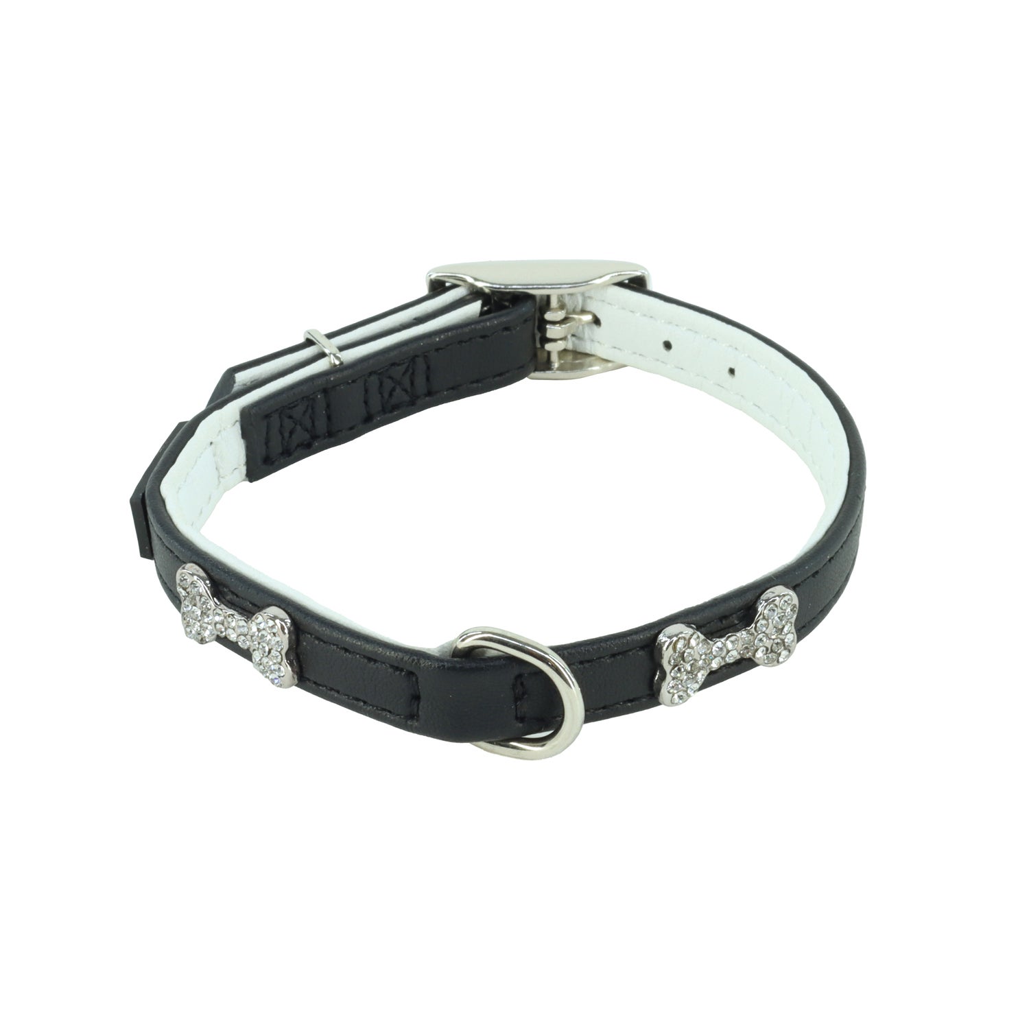 Li'l Pals® By Coastal® Posh B'dazzled Bone Dog Collar, Black, Small