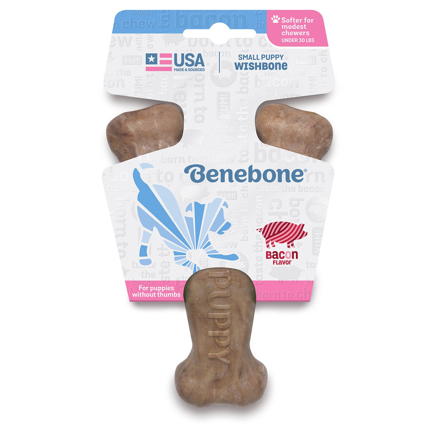 Benebone Wishbone Dog Chew Toy, Bacon, Puppy