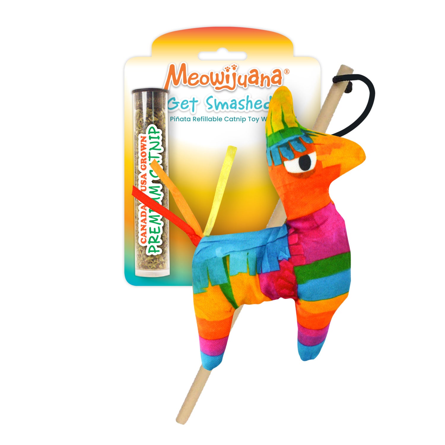 Meowijuana Get Smashed Llama Pinata Refillable Catnip Wand Cat Toy