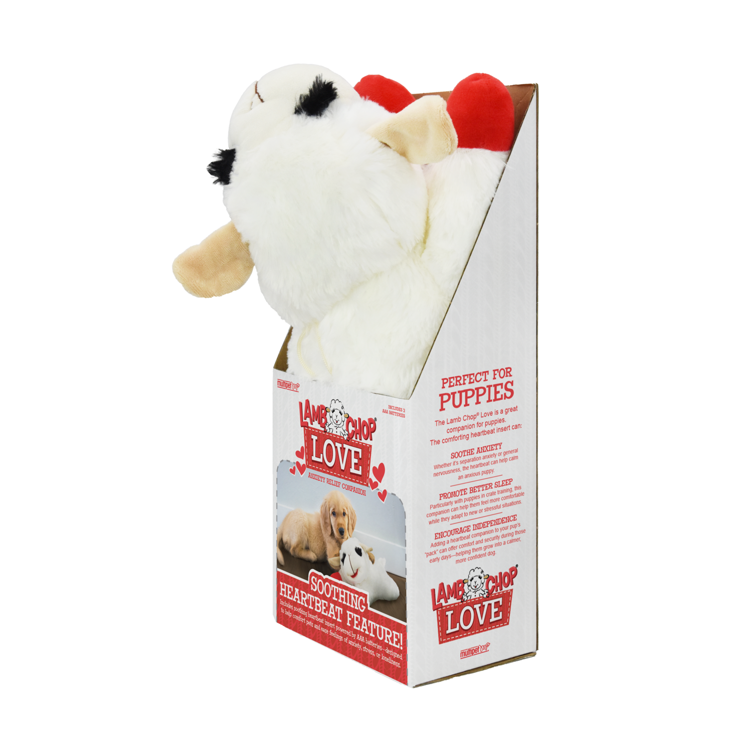 Multipet Lamb Chop Love Heartbeat Anxiety Relief Plush Dog Toy