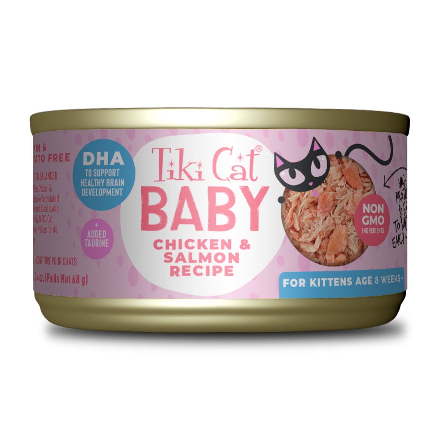Tiki Cat Baby Wet Cat Food For Kittens, Chicken & Salmon, 2.4-Oz Can Pack Of 12