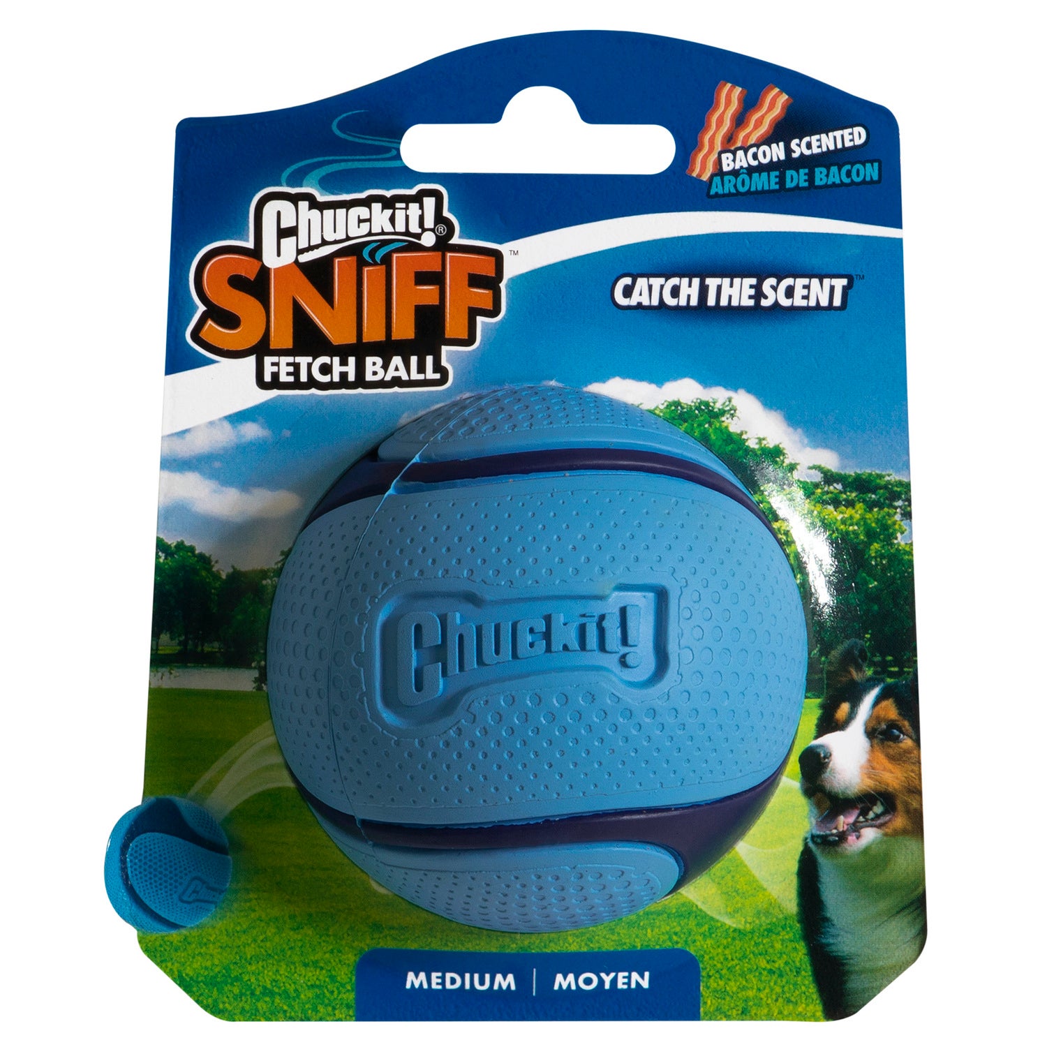 Chuckit! Sniff Fetch Ball Dog Toy, Bacon Scented, Medium
