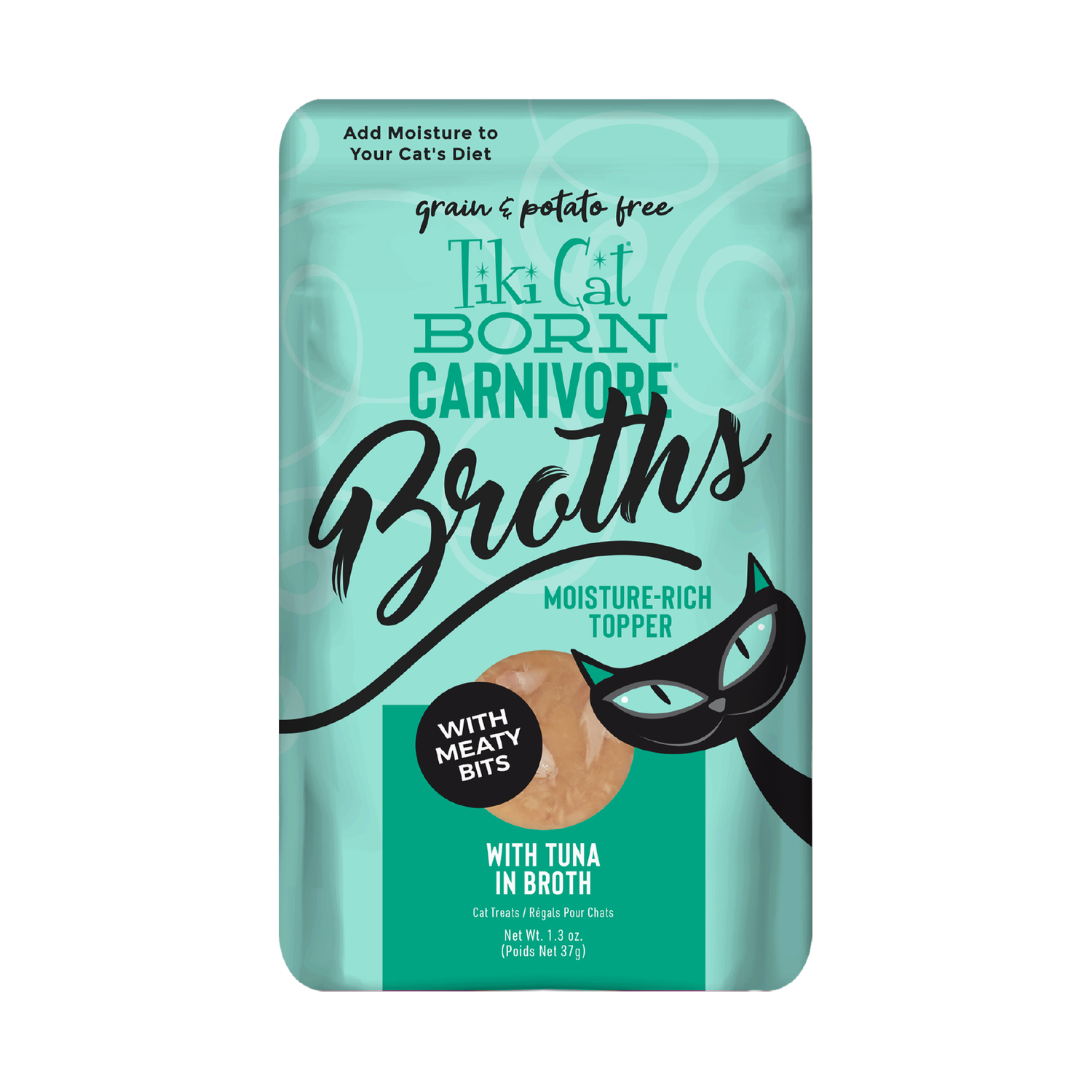 Tiki Cat Born Carnivore Broths Wet Cat Food Topper, Tuna, 1.3-Oz Pouch